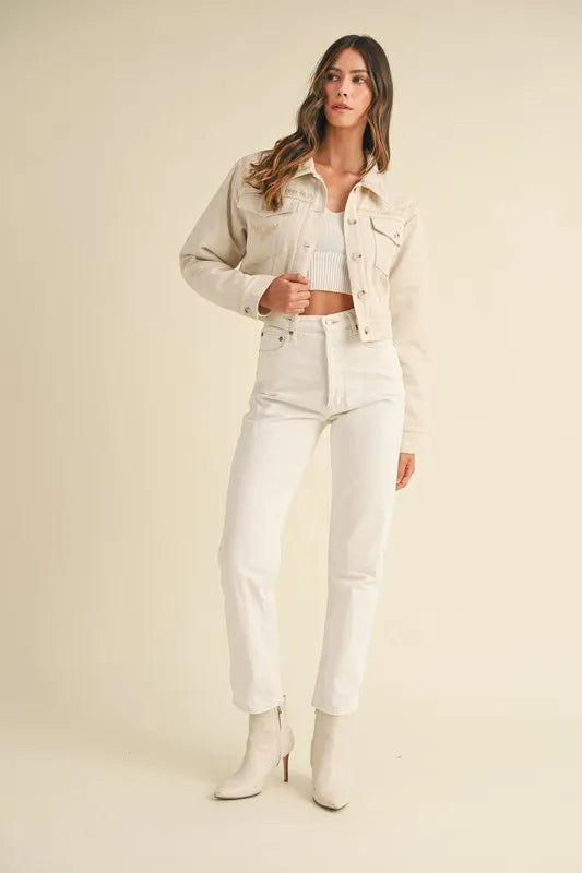 MABLE Embroidered Quilted Cropped Jacket - Sydney So Sweet