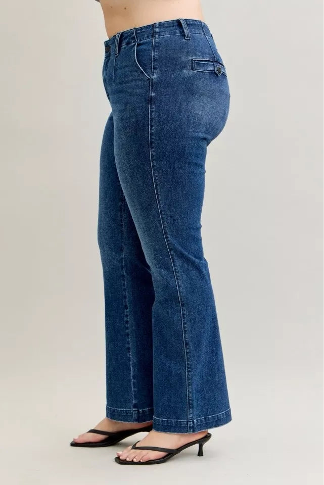 Judy Blue Full Size Mid Rise Bootcut Jeans with Welt Pockets Plus Size - Sydney So Sweet