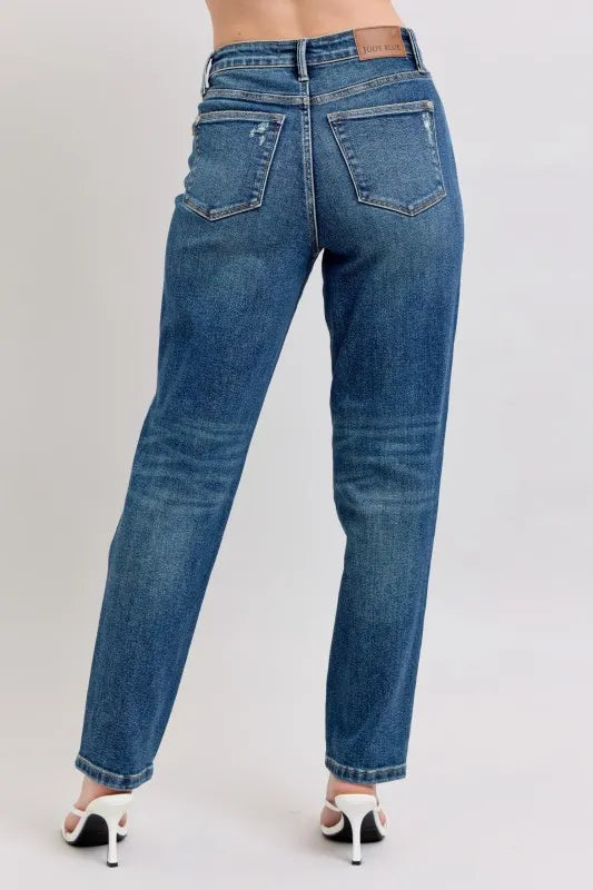 Judy Blue Full Size High Waisted Rigid Magic Non-destroy Straight Leg Jeans Plus Size - Sydney So Sweet