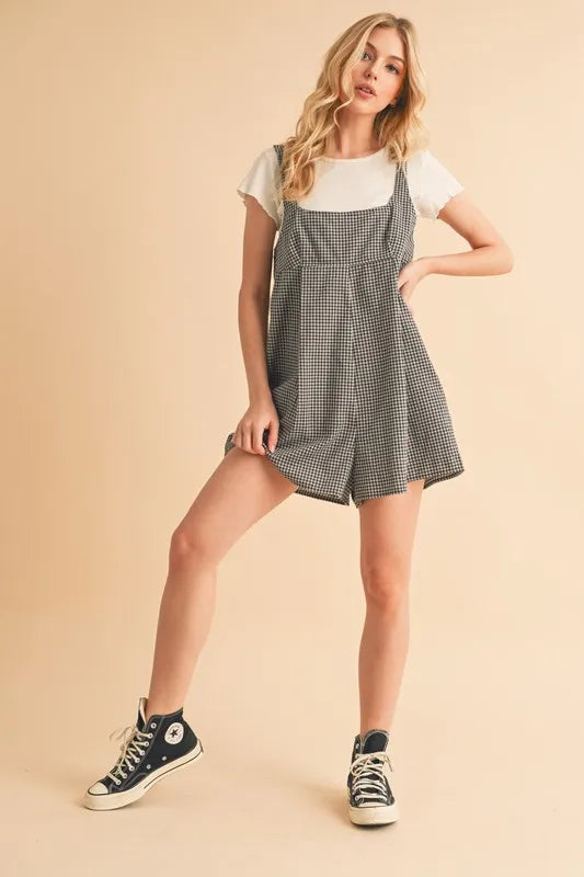 Aemi+Co Plaid Square Neck Romper - Sydney So Sweet