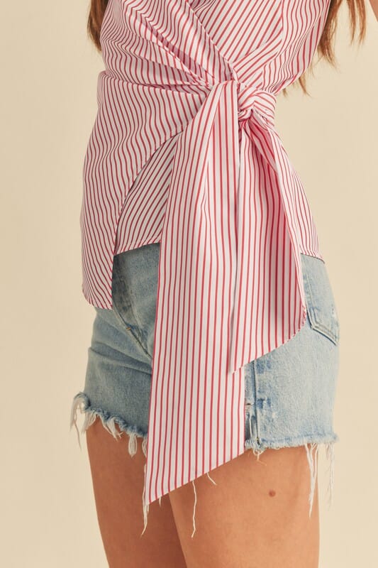 Aemi + Co Side Knotted Surplice Striped Cami - Sydney So Sweet