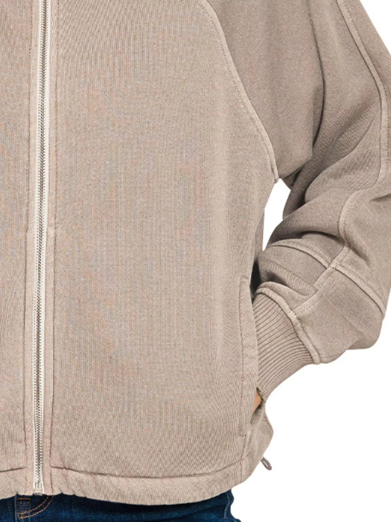 Zenana Fleece Pigment Dye Zip Up Hoodie with Pockets - Sydney So Sweet