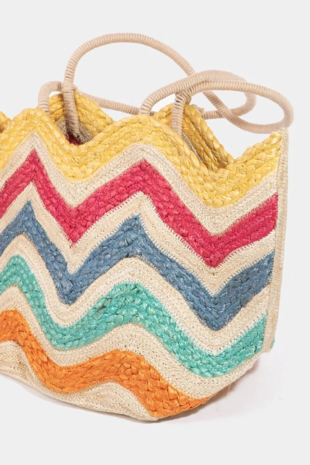 Fame Wavy Rainbow Straw Tote Bag - Sydney So Sweet