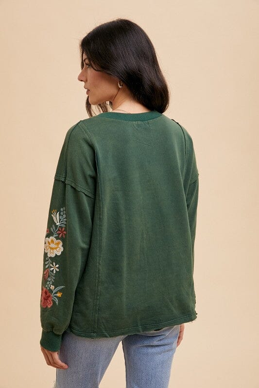 Annie Wear Embroidered Long Sleeve French Terry Top - Sydney So Sweet