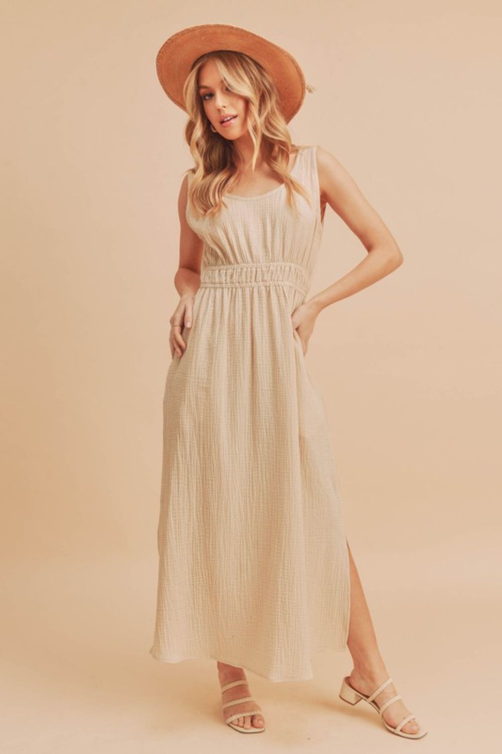 Aemi + Co Side Slit Round Neck Sleeveless Tank Dress - Sydney So Sweet