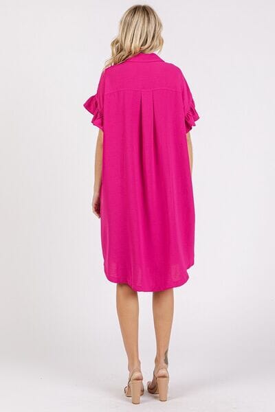 Mittoshop Button Down Flounce Sleeve Dress with Pockets - Sydney So Sweet