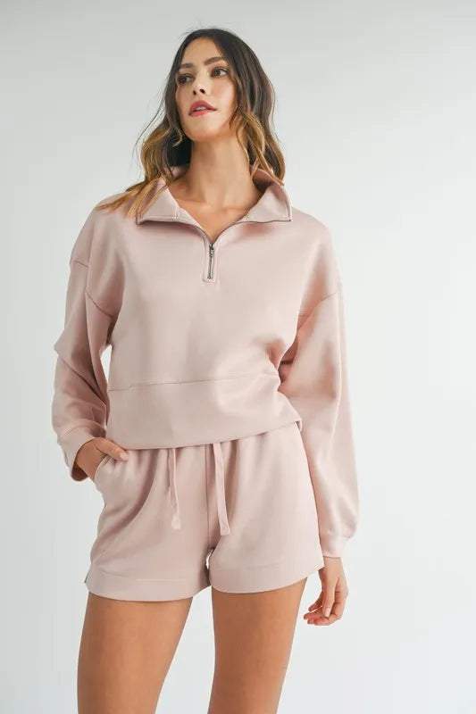 MABLE Half Zip Sweatshirt and Shorts Set - Sydney So Sweet