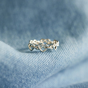 Knotted Hearts 925 Sterling Silver Open Ring - Sydney So Sweet