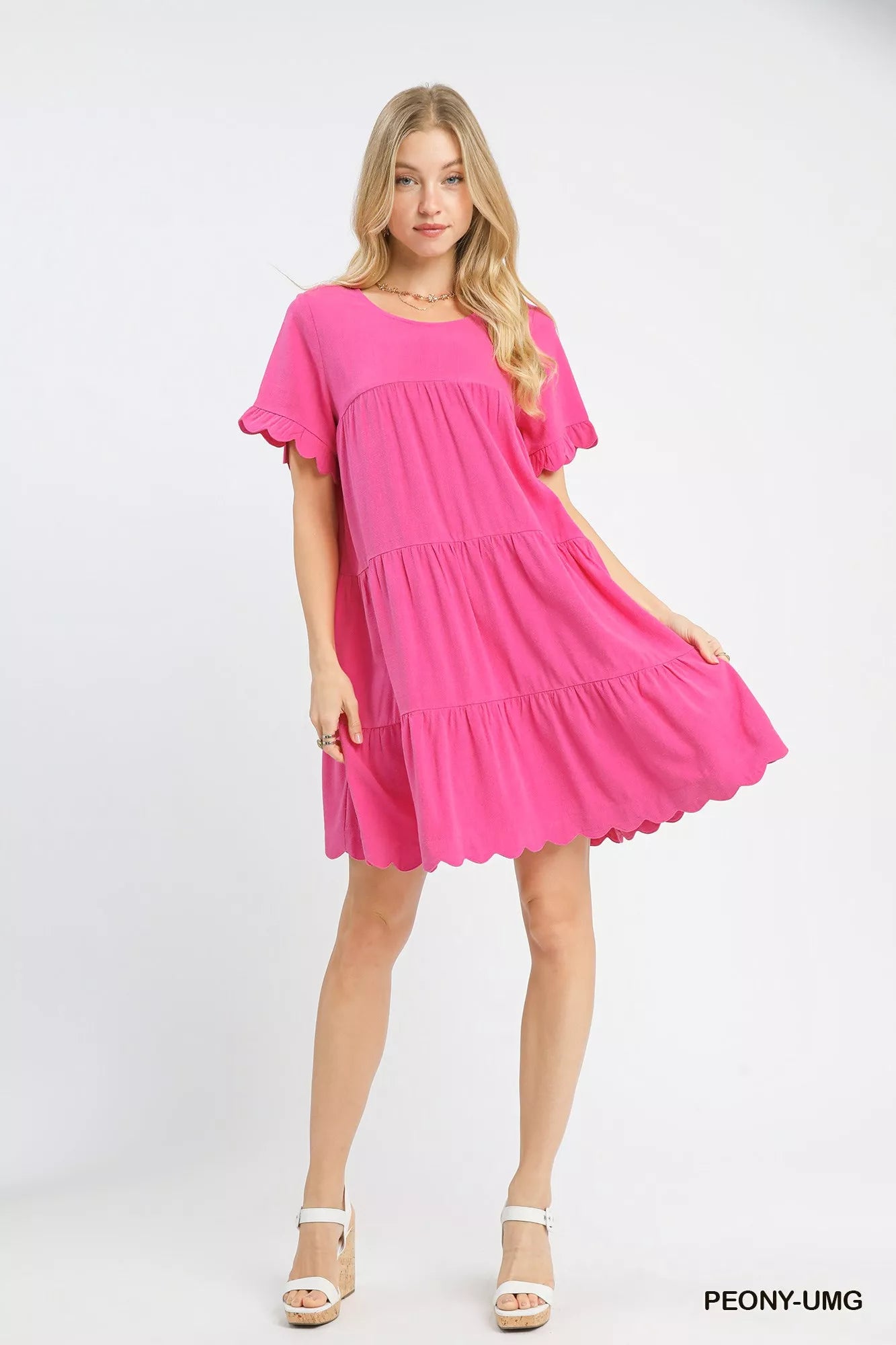 Umgee Linen Tiered Babydoll Dress with Ruffle Sleeves - Sydney So Sweet