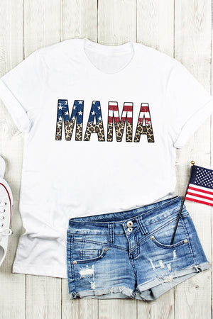 MAMA Cheetah & Flag Women's Graphic Short Sleeve T-Shirt - Sydney So Sweet