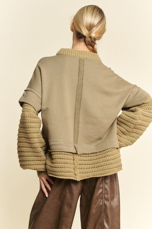 Davi & Dani Faux Layered Round Neck Sweater - Sydney So Sweet