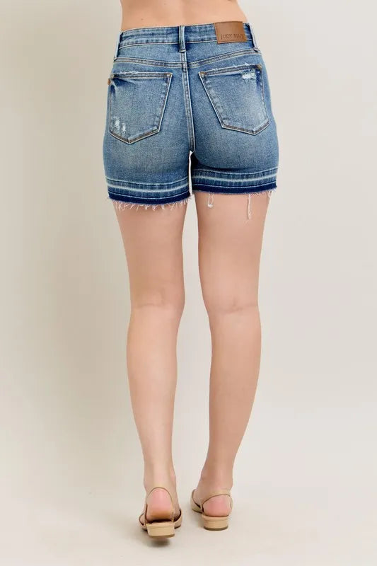 Judy Blue Mr Tummy Control Vintage Wash Release Hem Shorts - Sydney So Sweet