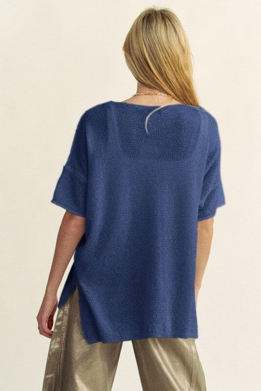 Davi & Dani High-Low Round Neck Knit Top - Sydney So Sweet