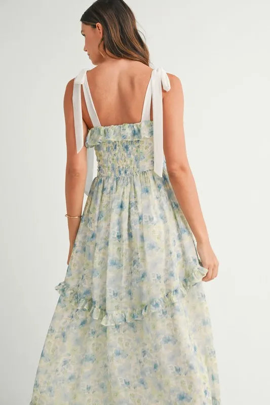 MABLE Floral Printed Shoulder Strap Midi Dress - Sydney So Sweet