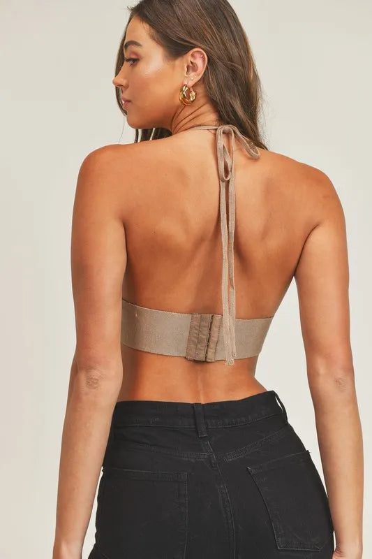 MABLE Long Sleeve Crop Sweater Top and Inner Bra Set - Sydney So Sweet