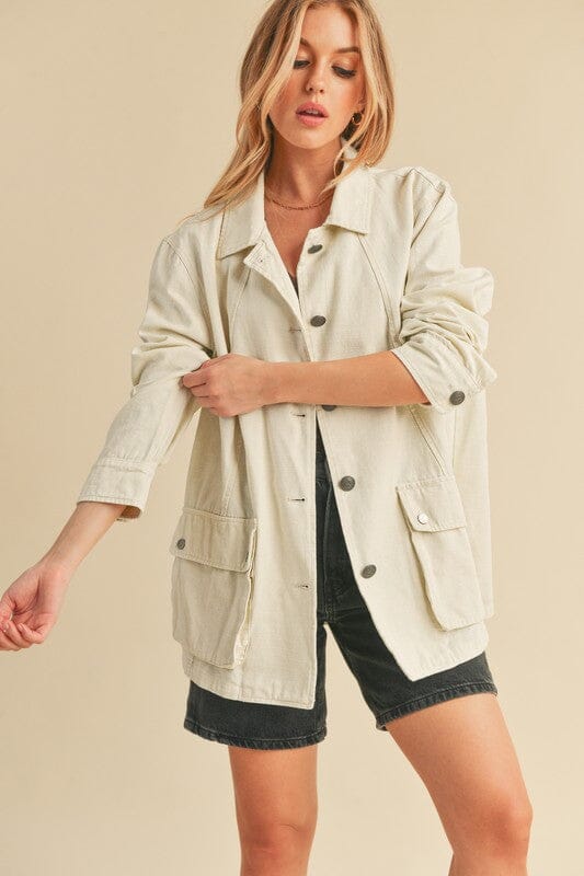 Aemi + Co Seam Detail Button Up Jacket with Pockets - Sydney So Sweet