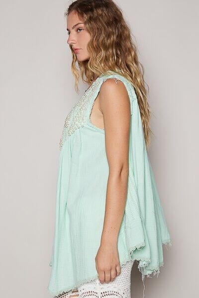 POL Embroidered Pearls Open Front Sleeveless Cardigan - Sydney So Sweet