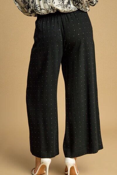 Umgee Full Size High Waisted Embellished Linen Pants Plus Size - Sydney So Sweet