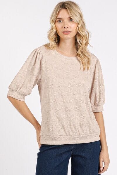Mittoshop Fan Shell Texture Short Puff Sleeve Knit Top - Sydney So Sweet