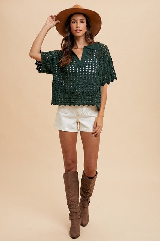 Annie Wear Openwork Johnny Collar Knit Cover Up - Sydney So Sweet