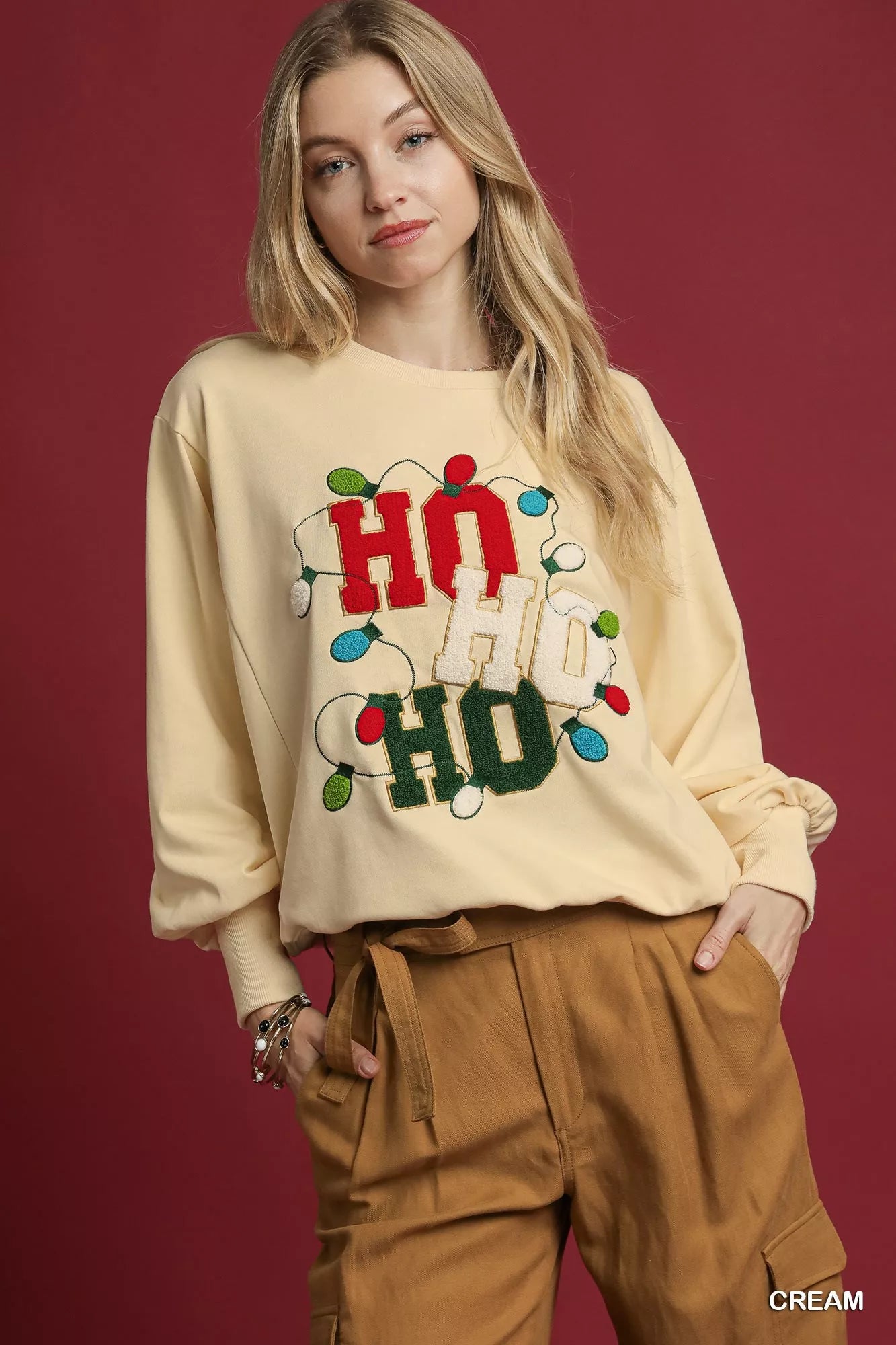 Umgee HO Applique French Terry Sweatshirt - Sydney So Sweet