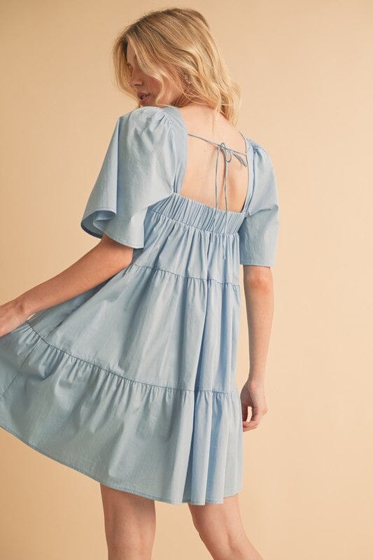 Aemi + Co Square Neck Half Sleeve Tiered Dress - Sydney So Sweet