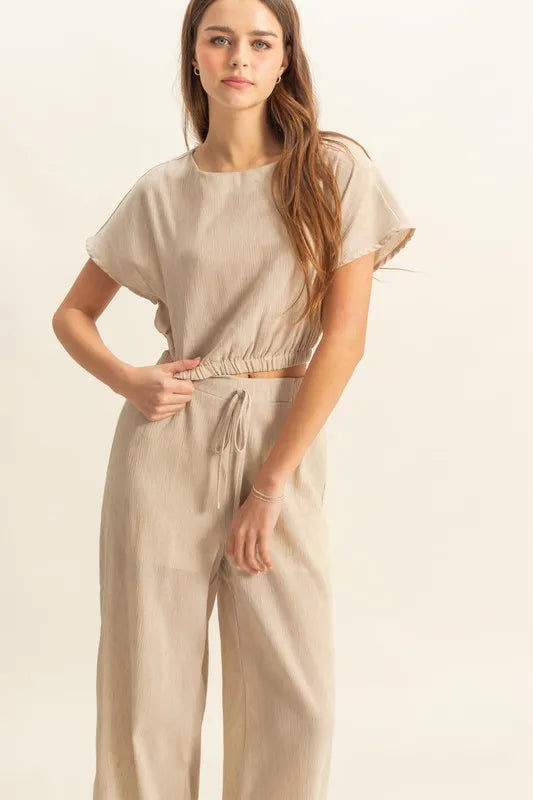 HYFVE Round Neck Short Sleeve Top and Pants Set - Sydney So Sweet