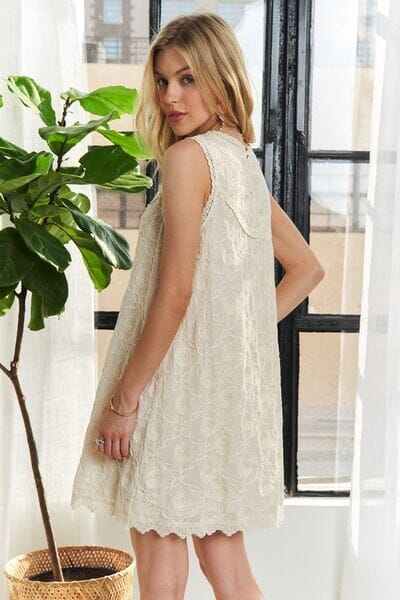 ADORA Applique Round Neck Sleeveless Shift Dress - Sydney So Sweet