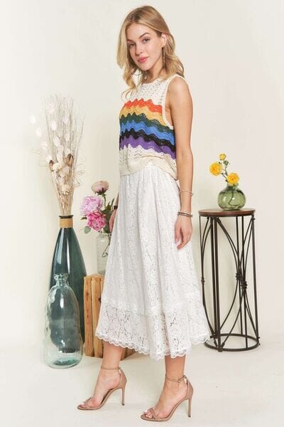 ADORA Elastic Waist Lace Midi Skirt - Sydney So Sweet