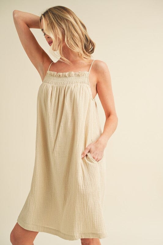 Aemi + Co Embroidered Trim Gauze Square Neck Mini Cami Dress - Sydney So Sweet