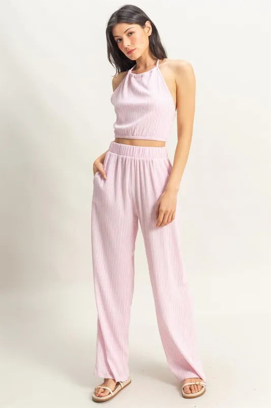 HYFVE Striped Halter Neck Top and Pants Set - Sydney So Sweet
