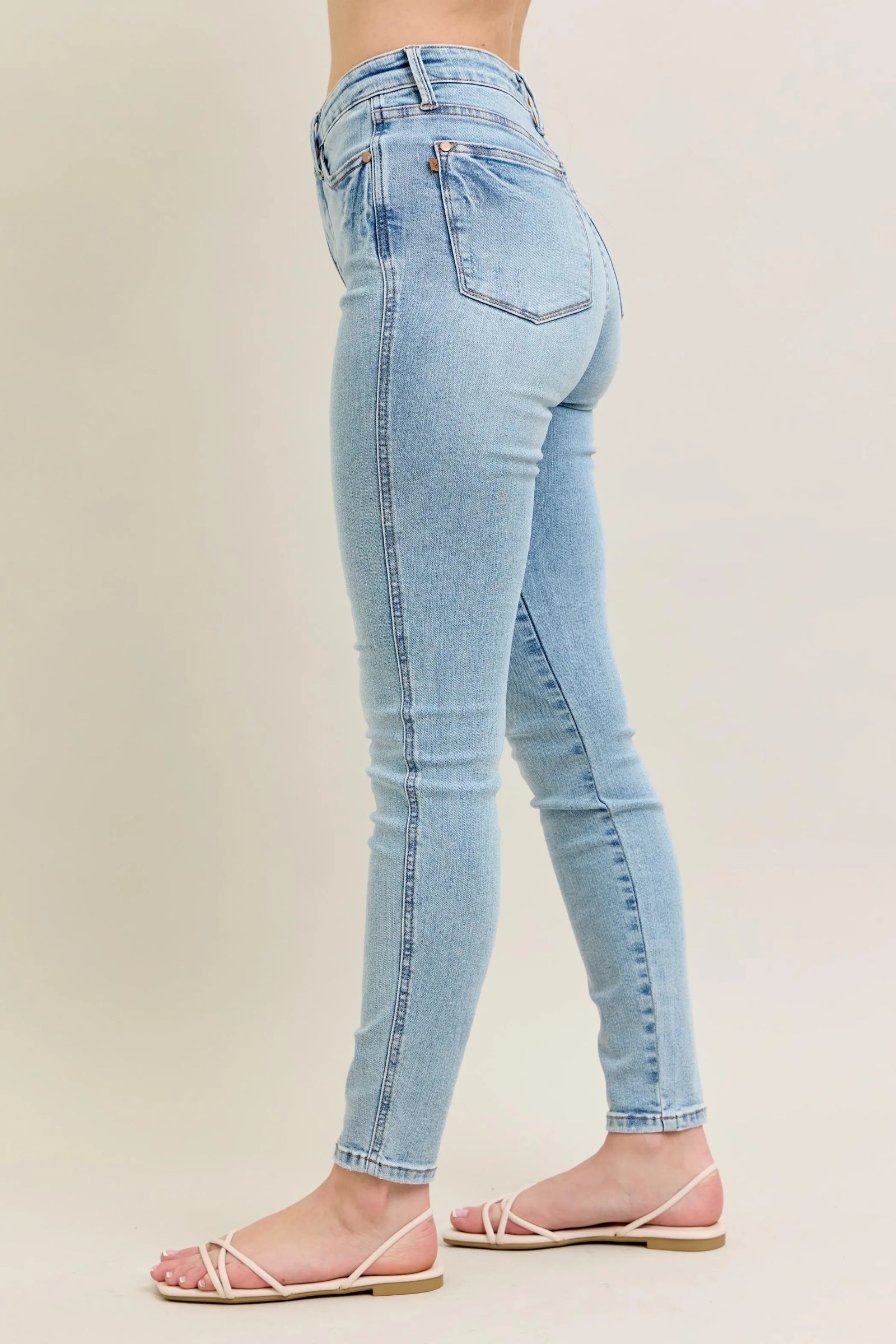 Judy Blue Full Size Mr Tummy Control Vintage Wash Skinny Jeans Plus Size - Sydney So Sweet