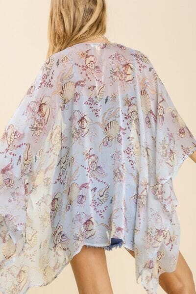 Umgee Full Size Sheer Mixed Print Kimono with Side Slit Plus Size - Sydney So Sweet