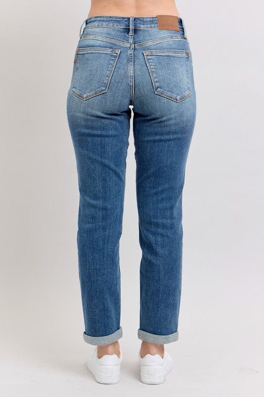 Judy Blue Full Size Mid Rise Skinny Cuff Jeans with Pockets Plus Size - Sydney So Sweet