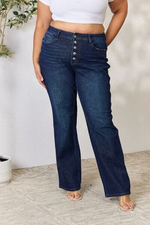 Judy Blue Full Size Button-Fly Straight Jeans - Sydney So Sweet