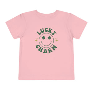 Lucky Charm Smile Face Toddler Girls or Boys Short Sleeve St. Patrick's Day Graphic T-Shirt - Sydney So Sweet