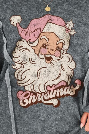 Plus Size Santa Graphic Exposed Seam Long Sleeve Sweatshirt - Sydney So Sweet