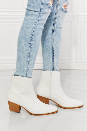 Watertower Town Faux Leather Western Ankle Boots in White - Sydney So Sweet