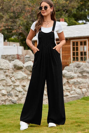 Wide Strap Square Neck Wide Leg Overalls - Sydney So Sweet