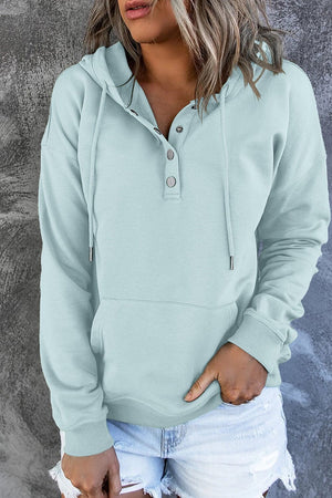 Dropped Shoulder Long Sleeve Hoodie with Pocket - Sydney So Sweet
