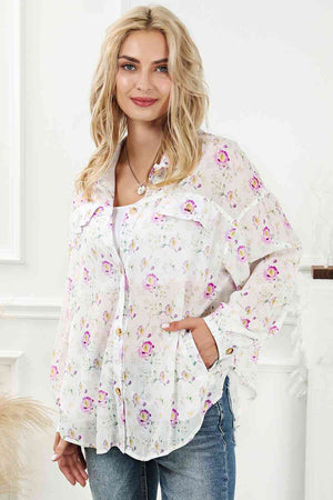 Floral Print Long Sleeve Shirt - Sydney So Sweet