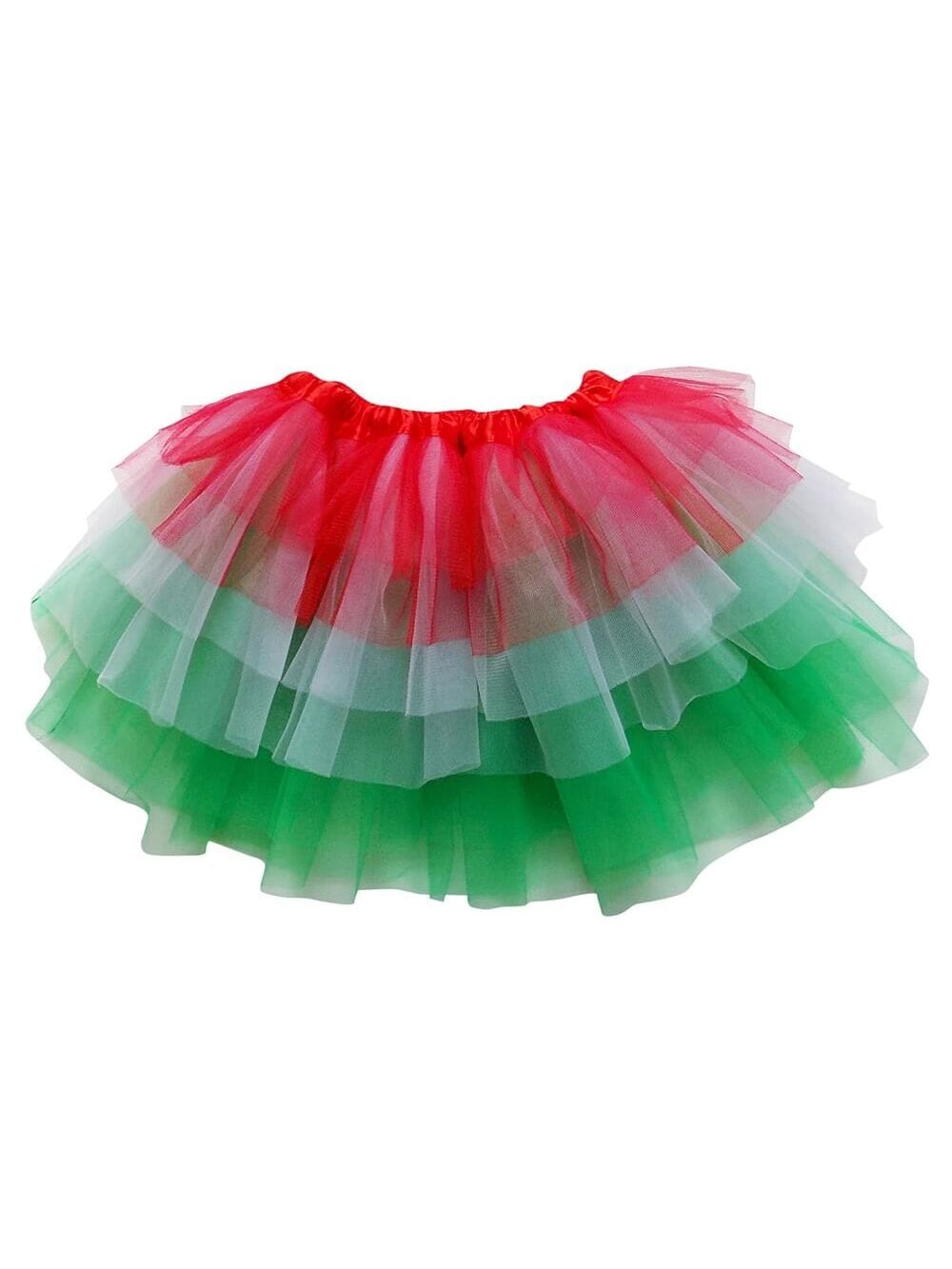 Red, White, Green 6 Layer Tutu Skirt Christmas Costume for Girls, Women, Plus - Sydney So Sweet