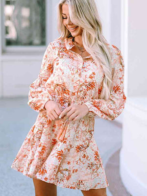 Printed Button-Up Long Sleeve Dress - Sydney So Sweet
