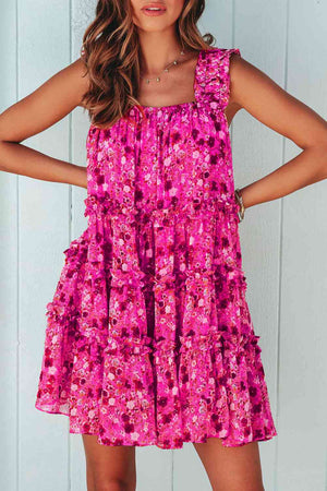 Pink Floral Square Neck Sleeveless Mini Dress - Sydney So Sweet