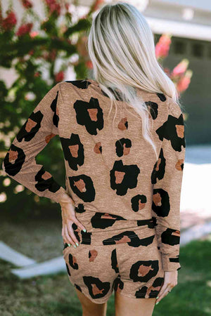 Leopard Long Sleeve Top and Shorts Set - Sydney So Sweet