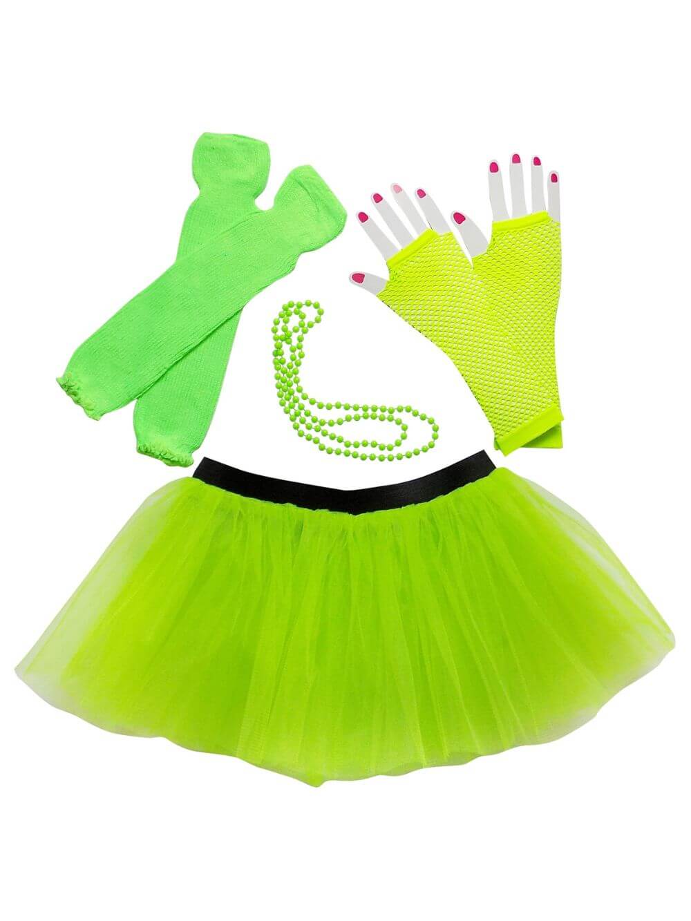 80s Costume for Teens or Women in Neon Lime Green with Tutu & Accessories - Sydney So Sweet
