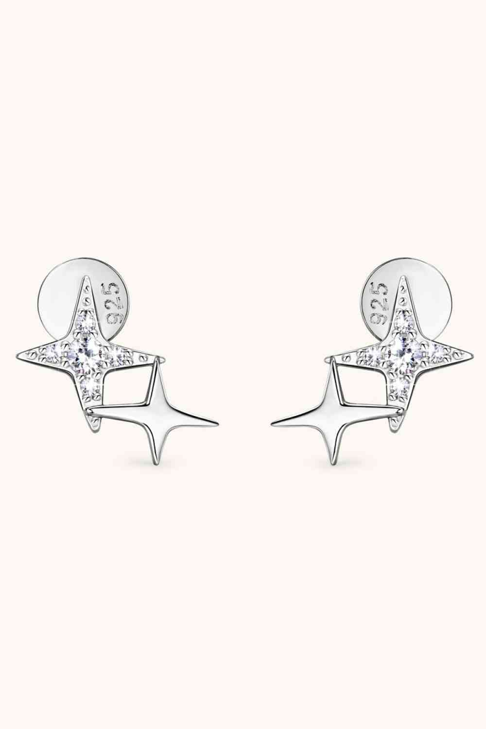Moissanite 925 Sterling Silver Star Shape Earrings - Sydney So Sweet