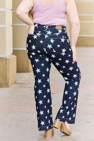 Judy Blue Janelle Full Size High Waist Star Print Flare Jeans - Sydney So Sweet