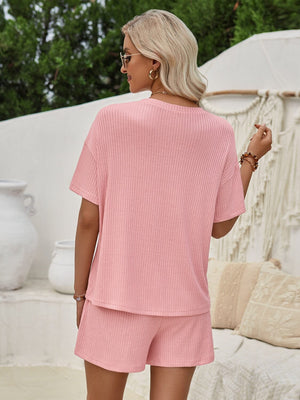 Ribbed Round Neck Top and Shorts Set - Sydney So Sweet