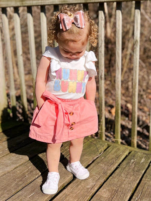 Hunny Bunny Pastel Pink Flutter Sleeve Girls Easter Skirt Outfit - Sydney So Sweet